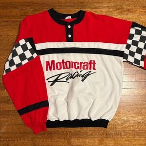 Vintage‎ Motorcraft Racing Sweatshirt XL Red White Black Checkerboard
